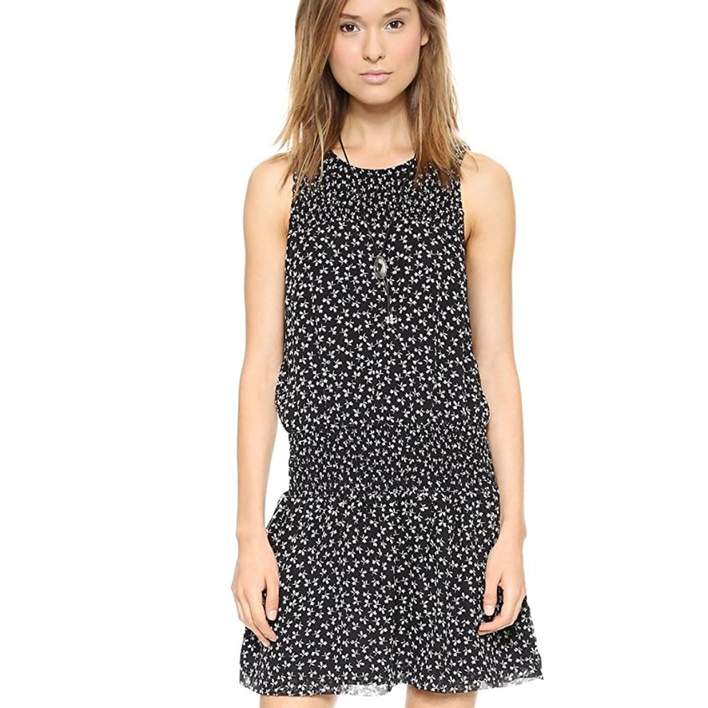 Joie Kieran Silk Blouson Dress Color caviar m